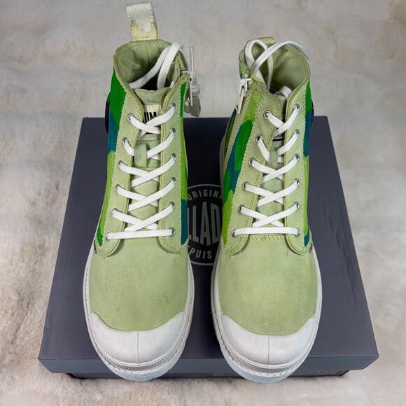 Palladium Pallabase Twill Boots Womens 7 Green Camo Custom Streetwear Artist - Picture 5 of 15